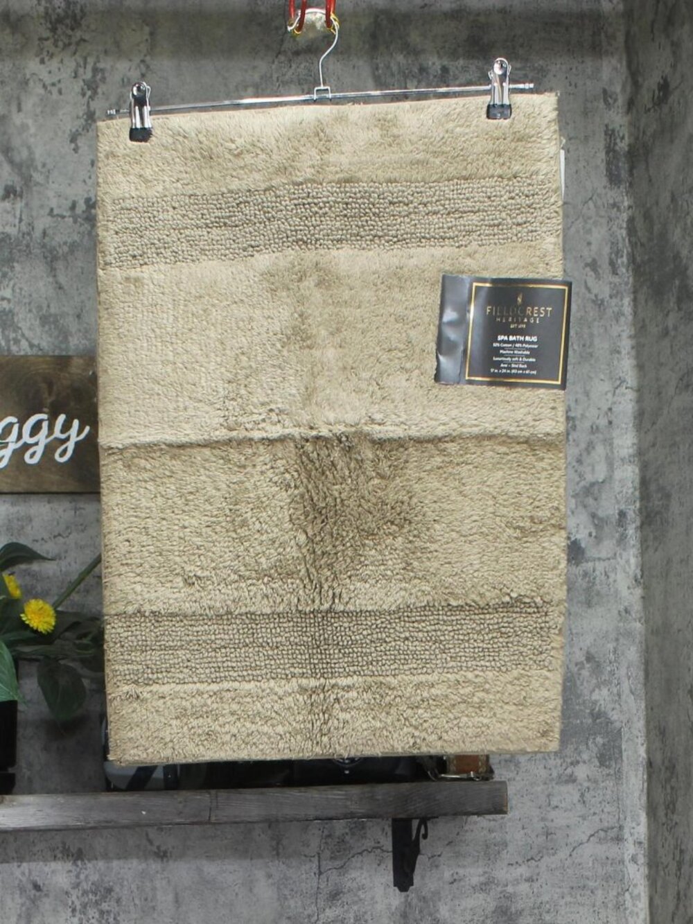 NWT Fieldcrest Spa Bath Rug Anti-Skid Mat Linen Brown 17x24